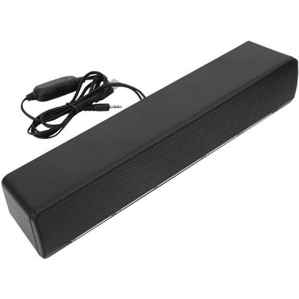USB-kabelansluten stereohögtalare med bas-surroundljudlåda och 3,5 mm-ingång (svart)