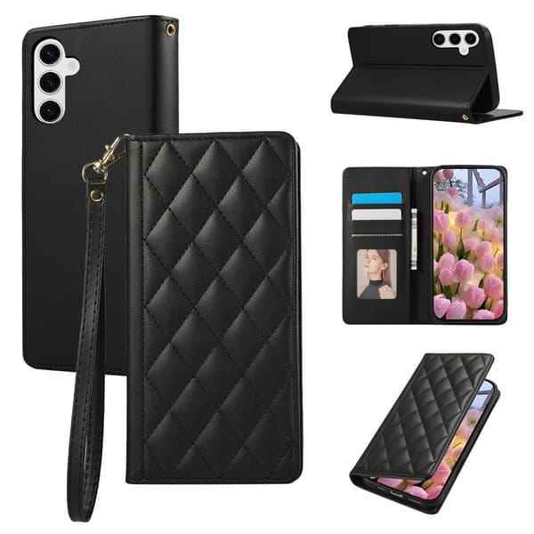Samsung Galaxy A57 5G Fodral RFID Rhombus Läder Svart