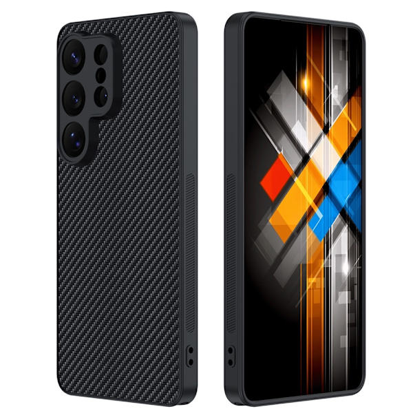 Samsung Galaxy S26 Ultra Skal Läder Kolfiber Textur Svart