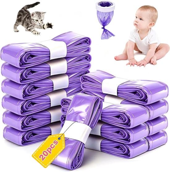 20 Stykker Blespand Genopfyldning - Blespandsposer - Blespand Genopfyldninger - Blespande - Tommee Tippee Twist & Click - Lilla - 20 Stykker - 15/16 l