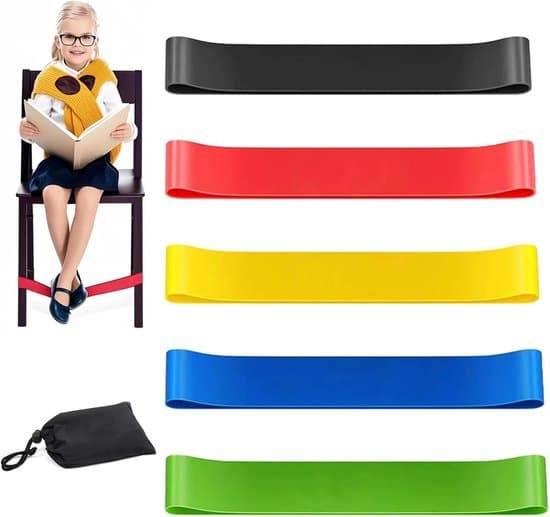 Förpackning med 5 stretchiga stolsband - Barnstolsband - Flexibla sittband - Fjäderstressband - Sensoriska stolsband för rastlösa fötter - ADHD