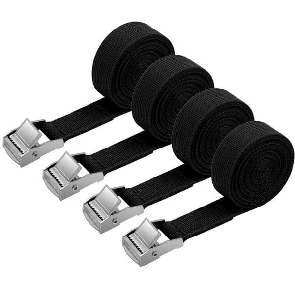 Spännband, 4-pack kraftiga spännband, 2 meter justerbara remmar för lastsäkring, för motorcyklar, last, lastbilar, släpvagnar, bagage