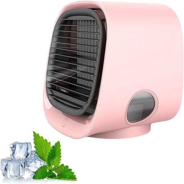 Bärbar luftkonditionering - Med tank och LED-nattlampa, 4 hastighetsinställningar, kyler på 90 sekunder - Rosa