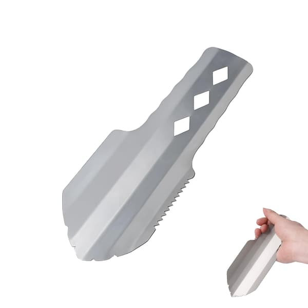 Ultralätt ryggsäcksspade i aluminium - Kompakt, bärbar och multifunktionell verktyg med förlängt handtag för vandring, camping och överlevnadskit (sil