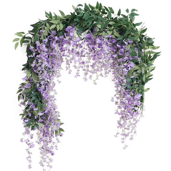 Stykker 7 fod kunstig Wisteria krans falske blomster Wisteria krans velegnet til indendørs og udendørs dekoration til bryllupper, vægge og soveværelse