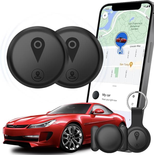 2-delad GPS-spårare - dold från bilar - mini och bärbar - stänksäker - inget SIM-kort behövs - svart för fordonssäkerhet