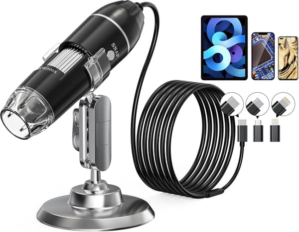 1920P HD med 8 LED-lys, bærbart lommemikroskop, USB digitalt mikroskop, +2 MP forstørrelseskamera, ingen pc-understøttelse (stativ inkluderet)