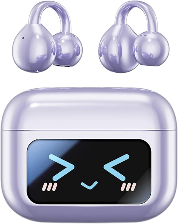 Bluetooth-hovedtelefoner, hvid, Bluetooth-hovedtelefoner med knogleledning 5.3, smertefri øreclips trådløse Bluetooth-hovedtelefoner