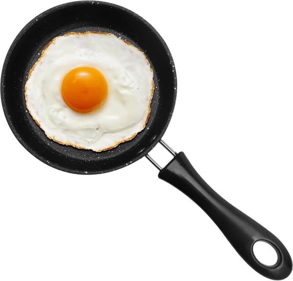 Mini Stegepande - 12 cm - Lille Induktionspande - Spejlægspande - Non-stick Belægning - Rustfrit Stål - Gryde til Camping - Gaskomfur