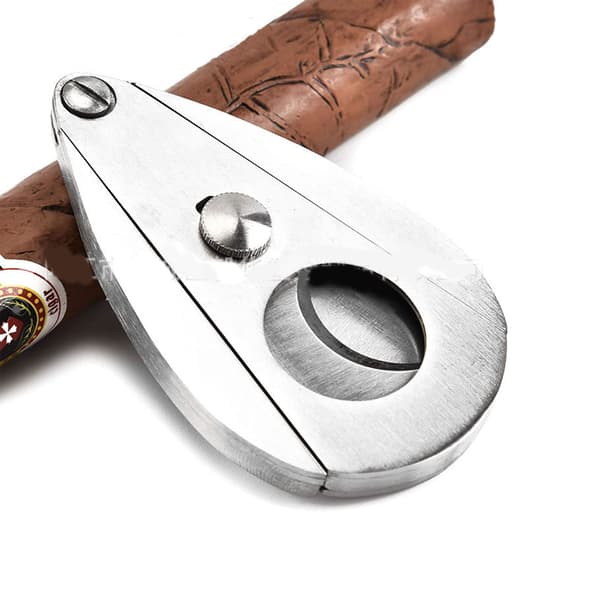 Droppformad cigarrsax i rostfritt stål, ultraskarp dubbelbladig giljotinsax, lämplig för de flesta cigarrstorlekar