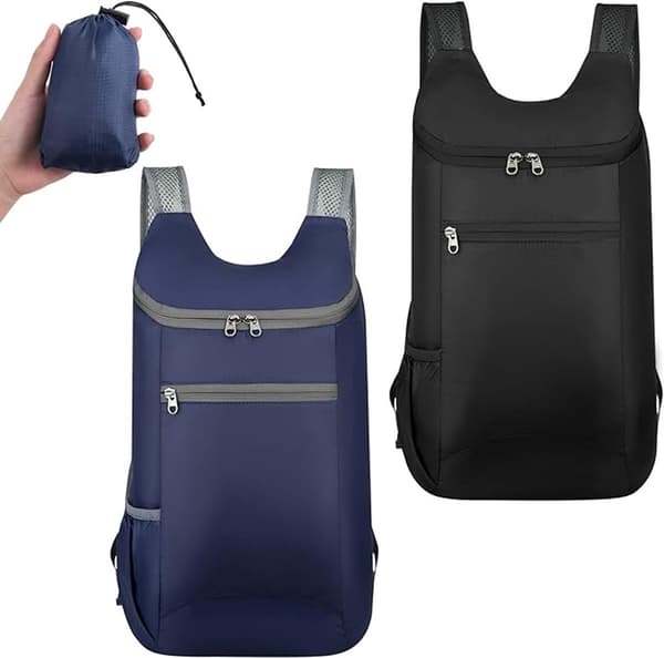 Ryggsäck - Set med 2 ultralätta hopfällbara ryggsäckar - Vattentät vandringsryggsäck - Ultralätt utomhusryggsäck - Hopfällbar ryggsäck - Bra för campi
