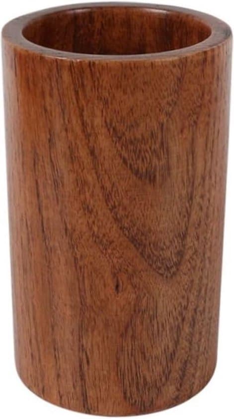 1 STK Køkkenredskabsholder - Træ - 15*8.5cm, Træpindebur, Multifunktionel Naturlig Redskabsholder Dræningsstativ til Køkken