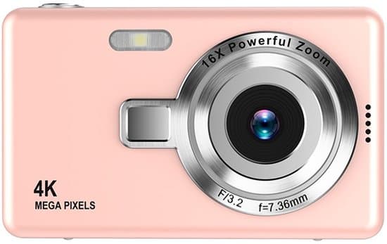 4K Ultra HD CCD digitalkamera med 32 GB TF-kort - mini kompakt \"point-and-shoot\"-kamera för nybörjare, studenter, hemfotografering och resor (rosa)