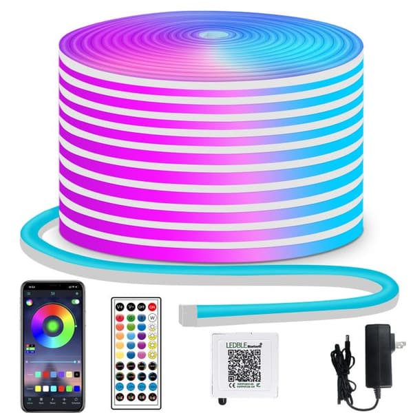 RGB Neon LED-nauhavalot, 30m - 1800 LEDiä, Neon LED-valonauhat sisä- ja ulkokäyttöön, Sovellus-/kaukosäädin, IP65 Vedenkestävä