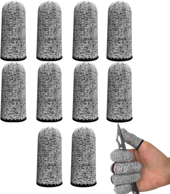 10 fingerbeskyttere, skridsikre fingerbeskyttere, genanvendelig tommelfingerbeskyttelse, åndbare tommelfingerbeskyttere til arbejde, køkken, have, sku