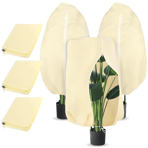 3-delt 100x80cm 70g/m² udendørs plantebeskyttelse til vinter - rivefast - genanvendelig vinterbeskyttelse til - beige - 100x80cm - 70g - 80cm - 3-delt