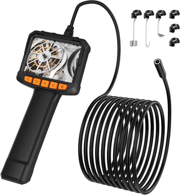 Industriell HD Digital Boreskop, Handhållen, 4,3 tums IPS Endoskop 1080P Inspektionskamera med Handhållen IP67 Vattentät Slangavlopp med 8 LED-lampor