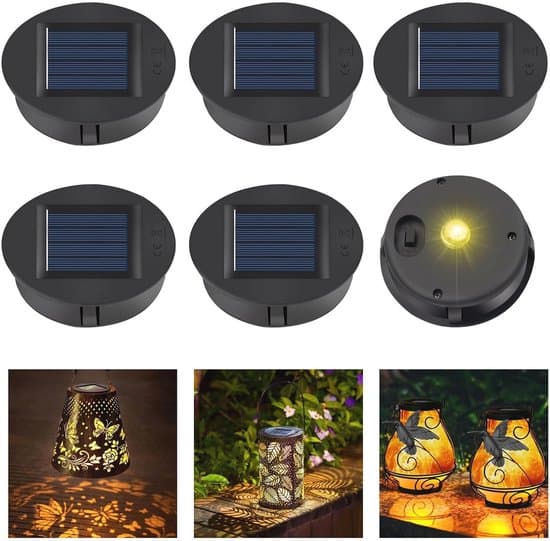 Reservdelar till solcellslampor - 6 delar LED-topp och vattentätt lock - 8 cm solpanel