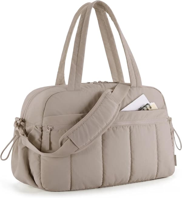 Håndbagage Rejsetaske 40x30x20 - Dame Weekendtaske - Vandafvisende Nylon - Kamelbrun - Laptoptaske
