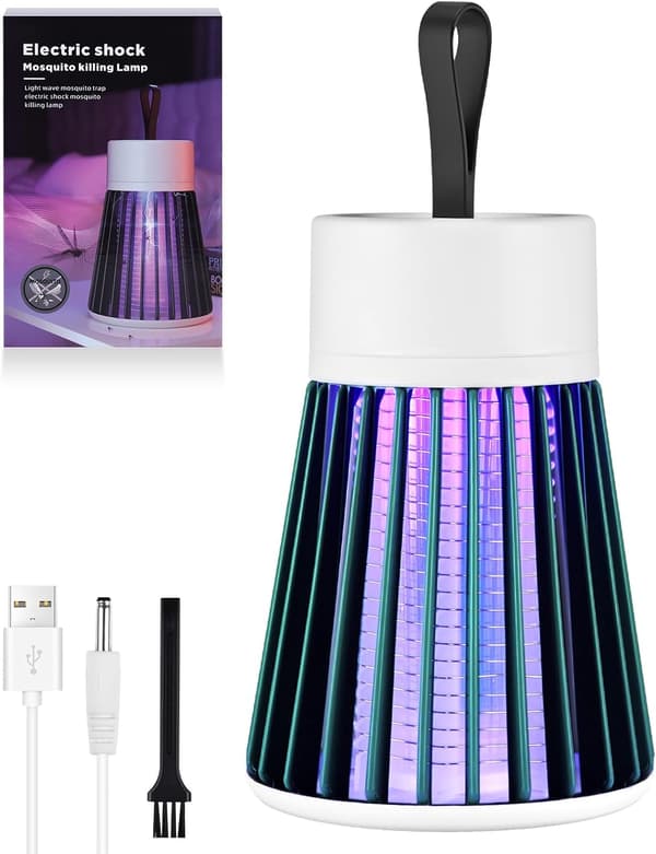 Sähköinen hyönteismurhaaja, 1000 mAh, keittiökäyttöön, akulla, UV-sähköinen hyttyslamppu LED-valolla, kärpäsansa, sähköinen USB