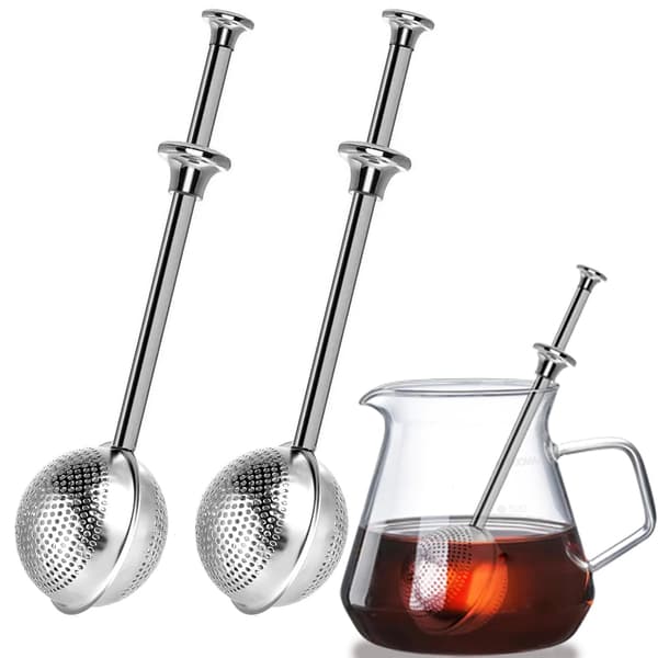 2-pack tekulor, tesil för löst te, löst tefilter, tesil i rostfritt stål, lätt att rengöra, återanvändbart finmaskigt filter.