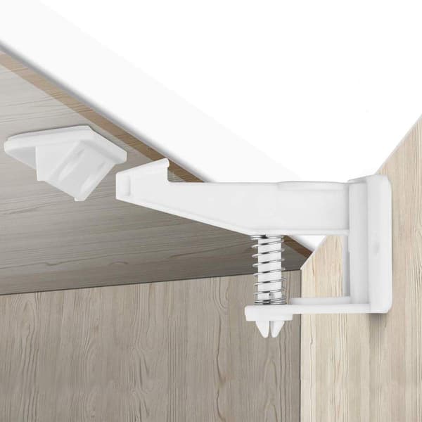 Børnesikring, 12-delt børnesikring til skabe, usynligt og oplåseligt design, ingen værktøj eller boring påkrævet, børnesikring