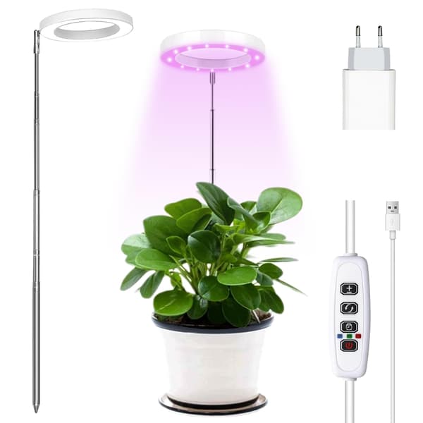 Täyden spektrin LED-kasvivalo - 160 cm - Säädettävä korkeus - 3 - 9 - 12 tunnin ajastimella - USB-sovittimella - 10 kirkkaustasoa - 160 cm