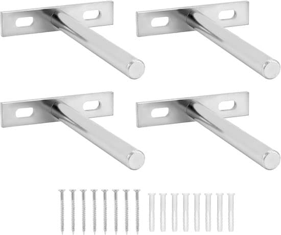 Osynliga hyllkonsoler - Flytande vägghållare för hyllor - Set om 4 - 75 mm - Dold monteringssystem för - Silver - 4 delar - Set om 4 - 4 - 75 mm