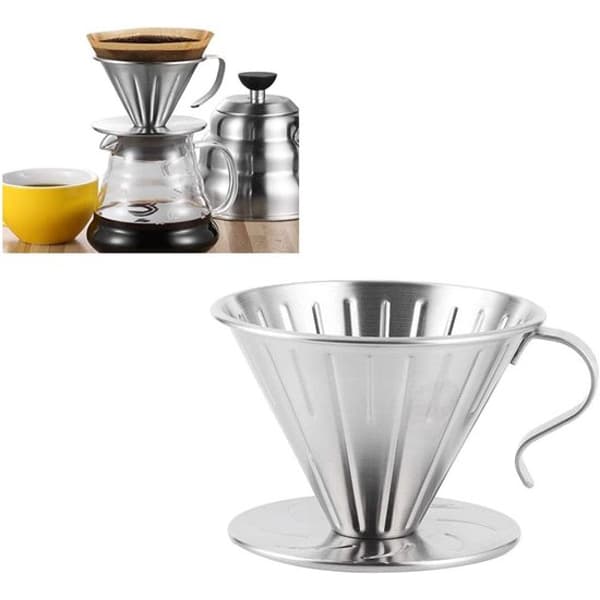 Pour Over Kaffedroppare - Rostfritt Stål Metall - Återanvändbar - Konkaffefilter - Tillbehör för Långsam Bryggning för Hemcaféer Restauranger