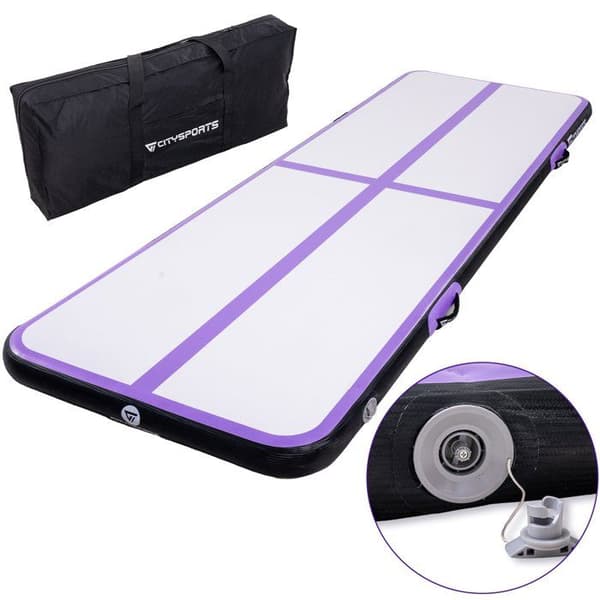 Gymnastikluftmadrass 300x100x10cm med elektrisk pump lila
