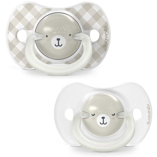 Set med 2 symmetriska nappar - SUAVINEX - Night&Day Wild&Free - SX Pro - 6 till 18 månader - Grå