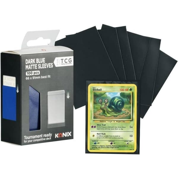 Kortfodral - Konix - Mattfodral 66 x 91 mm, Tävlingsstorlek - 100 fodral - Magic: The Gathering, Pokémon - Mörkblå