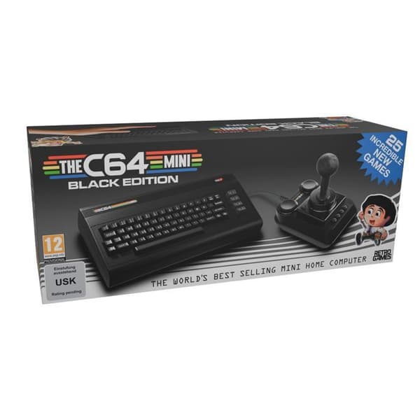 Stue-konsol - PLAION - C64 Blackmini - Begrænset Udgave - Retro-gaming - 25 Spil Inkluderet