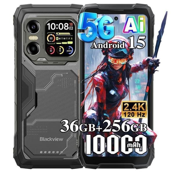 Blackview XPLORE X1 5G Mobiltelefon Uknuselig 10000mAh 36Go+256Go/2To Android 15 6.78" NFC/AI/Dual SIM - Sort