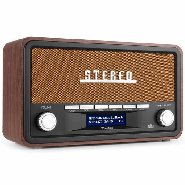 Audizio Foggia retro DAB+ radio med Bluetooth - Bärbar stereoradio med larm - 50W Peak effekt