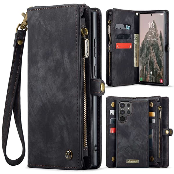 CaseMe 008 BIg Wallet 2in1 Magnet Plånboksfodral för Samsung Galaxy S26 Ultra - Svart