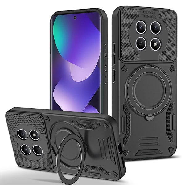 SKALO Shockproof Hybrid Kickstand Ring Skal för Xiaomi Redmi Note 15 5G - Svart