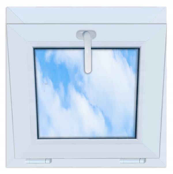 PVC-fönster vitt 55x55 vinklingsbart 550x550 topphängt dubbelglas nytt