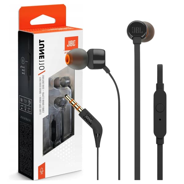 JBL Tune 110 in-ear-hörlurar med 3,5 mm minijack och fjärrkontroll – svarta