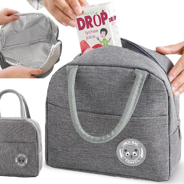 Termisk lunchväska, för mat, för lunch, isolerande, grå