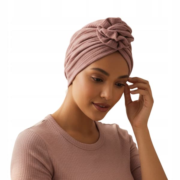Klassisk turban med rosa MUSSA 031 lavet af bomuldsmuslin komfort og stil