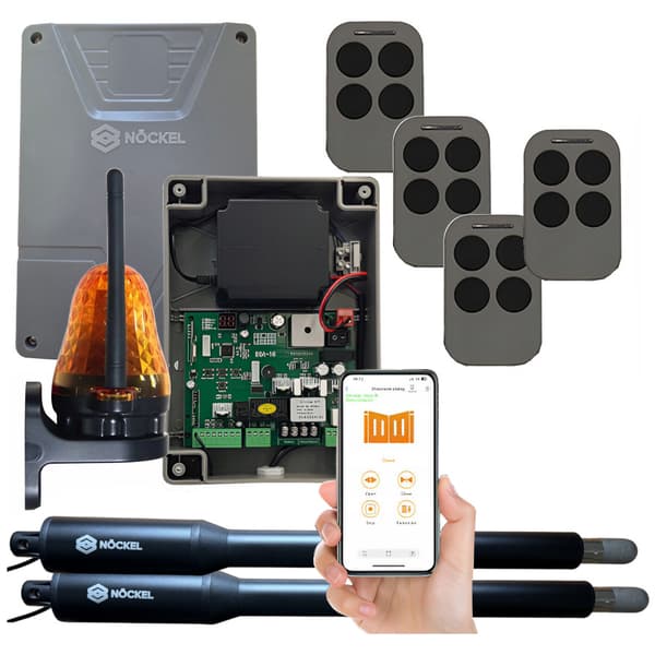 NÖCKEL NX300 Dubbelbladig grindsats 2x3m 600kg WiFI BT-lampa 4x fjärrkontroll