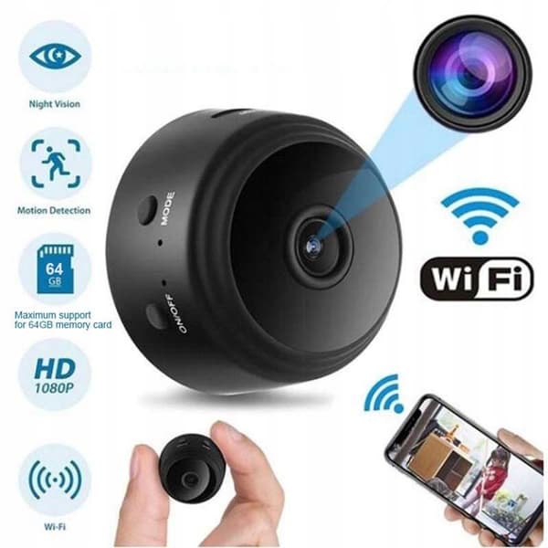 Skjult trådløst nattesynskamera, Mini, Wi-Fi, Full HD