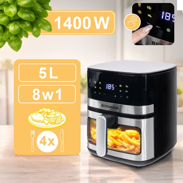 BERGMANN YA fettfri fritös 1 kammare 5l 1400W N
