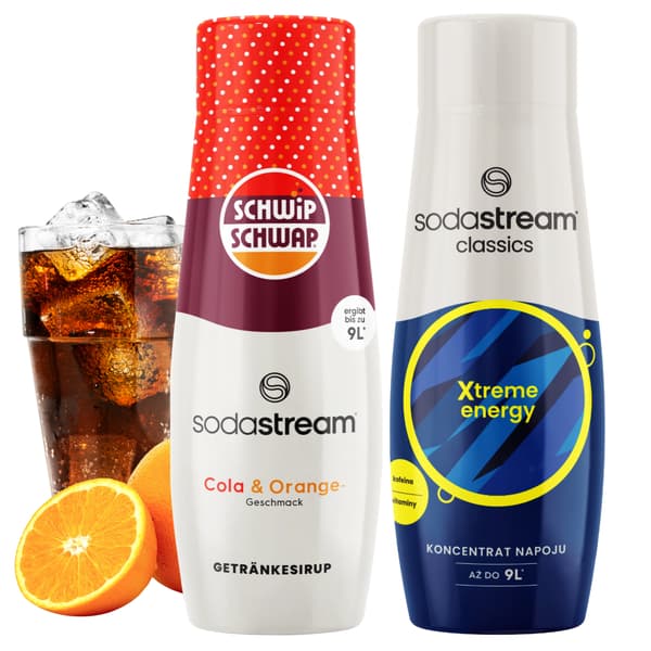 2x Sodastream Shwip Shwap Cola Appelsin + Energidriksirup