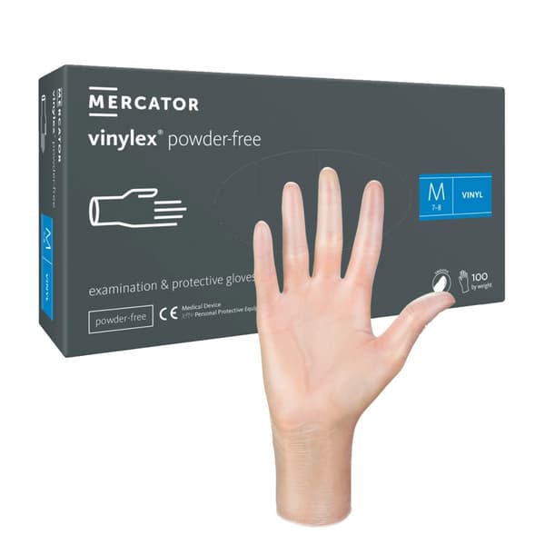Mercator Vinylex puderfria vinylhandskar M transparenta 100 st