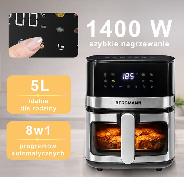 Bergmann YA 1 luftfriteuse 5L 1400W utan fett