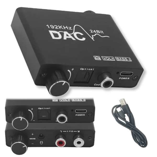Omvandlare Toslink / Koaxial till Cinch / Jack 3,5mm digital analog 192 kHz