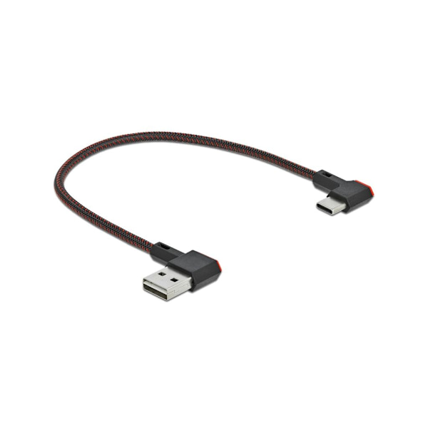 Delock USB-A till USB-C Vinklad Kabel, 0.2m - Svart