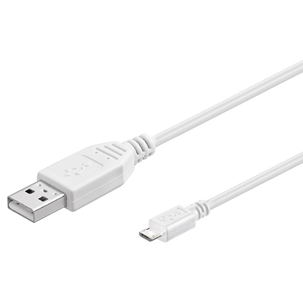 Goobay USB 2.0-kabel, micro-USB till USB-A, 1,8 m, vit